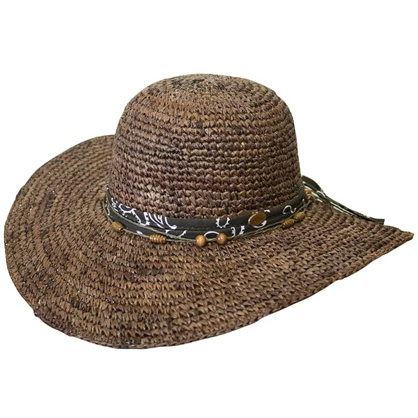 Headbands with velvet texture-Conner Deluxe Wide Brim Raffia Beach Hat