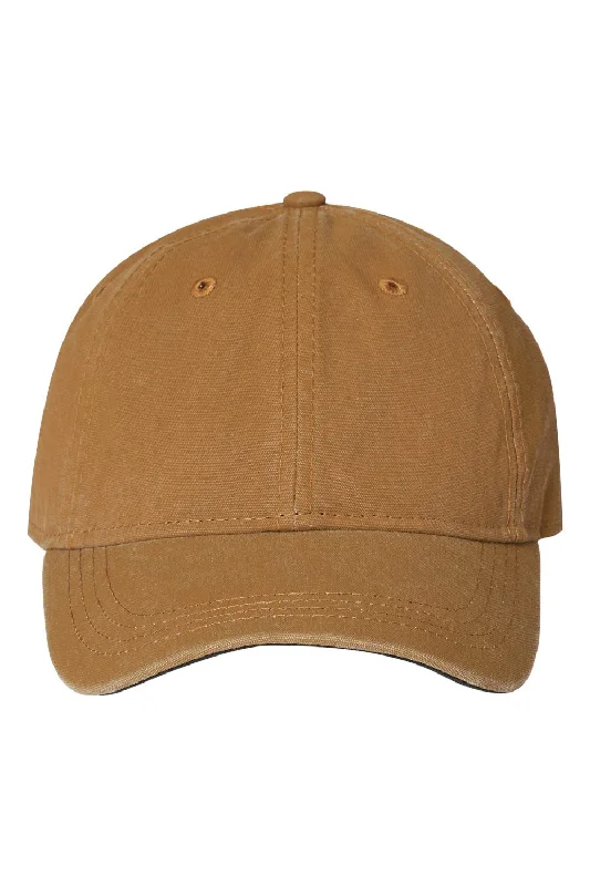 mens hats for sporty adventures-Dri Duck Mens Outland Pigment Print Moisture Wicking Adjustable Hat - Saddle Brown