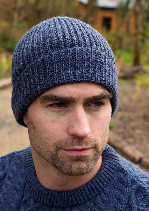 Beanies for cold winter days-Ribbed Beanie Hat | Blue