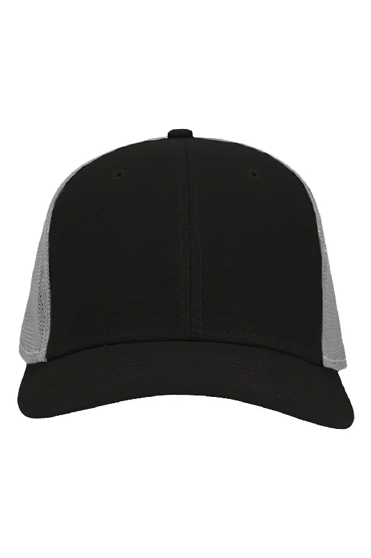 mens hats with stripes-Dri Duck Mens Hudson Flex Snapback Hat - Black/Fog Grey