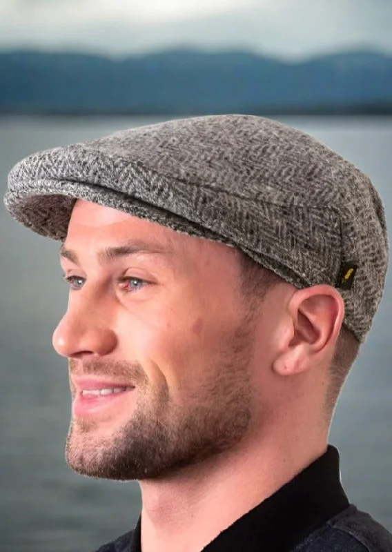 Beanies for stylish trips-Donegal Tweed Flat Cap Silver Herringbone