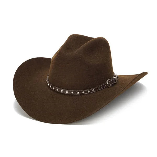 stylish wool hats for men-  Stampede Hats - 100X Wool Felt Brown Cowboy Hat with Rhinestone Leather Trim