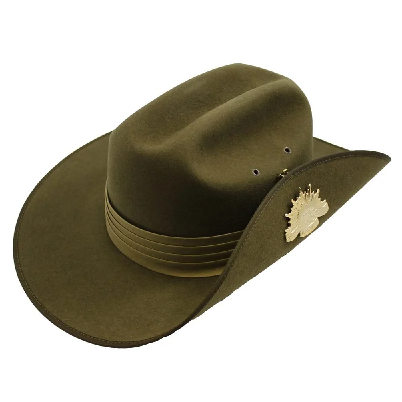 Beanies for keeping warm on vacation-Akubra Military Slouch Hat - Khaki (Formed Crown)