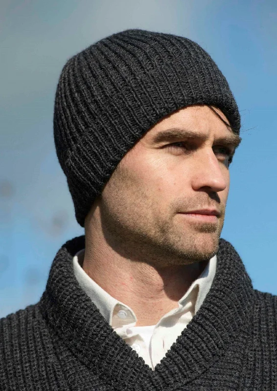 Beanies for skiing adventures-Ribbed Beanie Hat | Charcoal