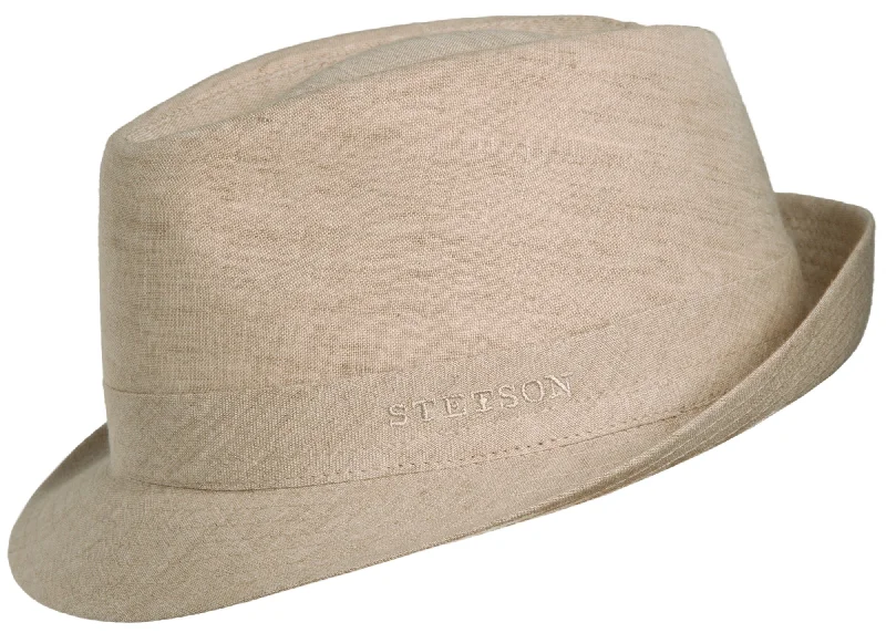 Headbands for hiking-Stetson Geneva Linen Fedora Hat