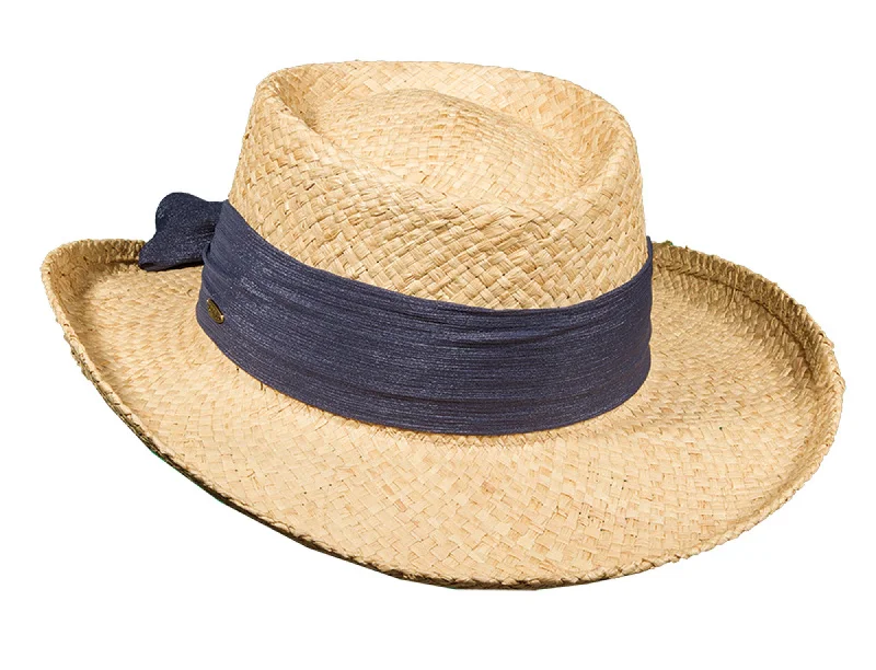 women’s sun hat for garden-C- Scala Women's "PORQUEROLLES" Handwoven Raffia Gambler Sun Hat, #LR546OS