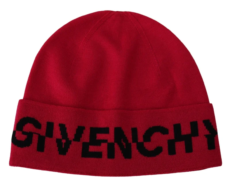 cozy wool beanies for men-  Givenchy Elegant Wool Beanie with Signature Contrast Men's Logo