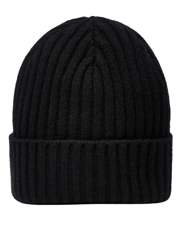 Fashion headbands for school-Unisex Chunky Ribbed Cashmere Hat Black