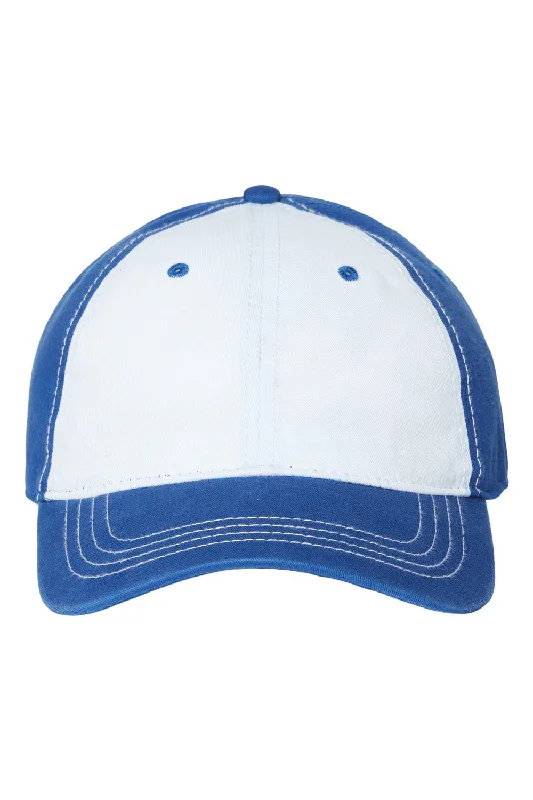 mens hats vintage-Cap America Mens Relaxed Adjustable Dad Hat - White/Royal Blue