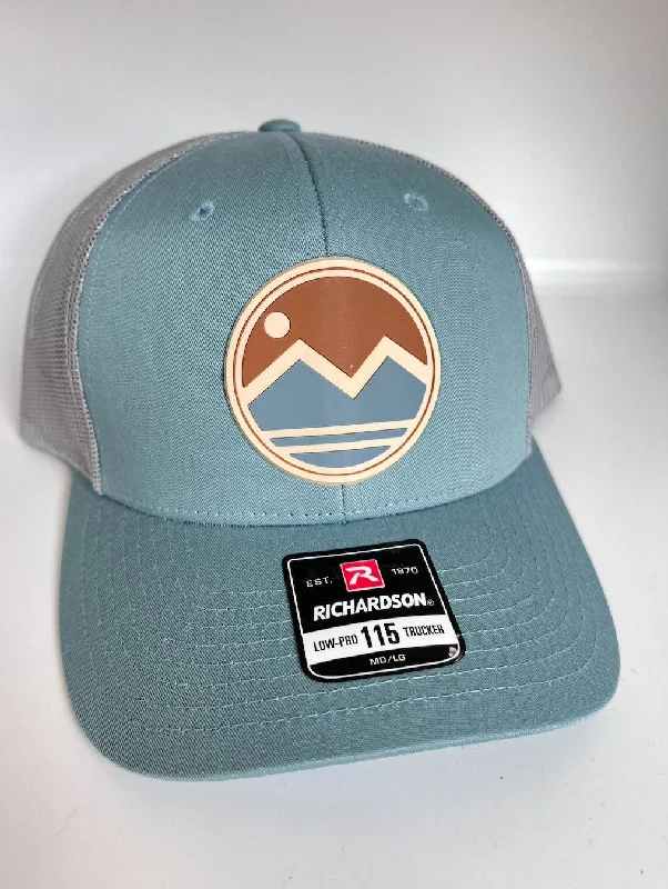 Beanies for activewear ensembles-Mountain Scene PVC Patch Hat |  Adjustable Trucker Hat for Outdoors | Christmas Gift for Hikers | Colorful PVC Patch Hat