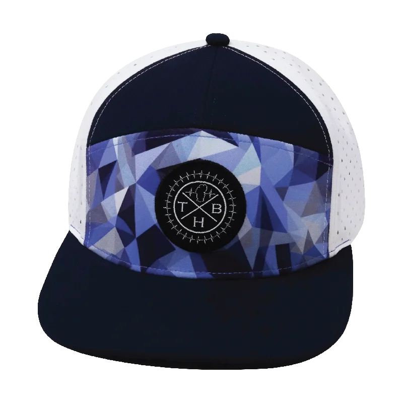 Beanies with thick knit designs-Color Vibes Hat | Flat Bill | Geo Blue - Navy - White