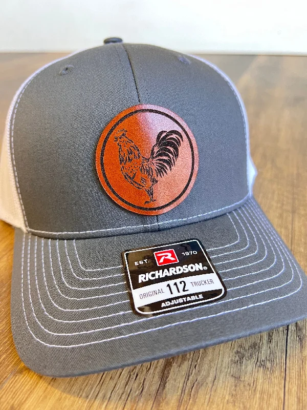 Beanies for sports and fashion-Rooster Hat | Perfect gift for Chicken/Rooster Enthusiasts | Outdoor Life | Richardson 112 Leather Patch Trucker Hat | Great Christmas Gift