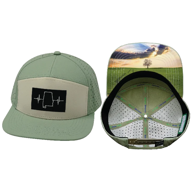 Headbands for fitness-Alabama Hat | Flat Bill | Sage - Cream