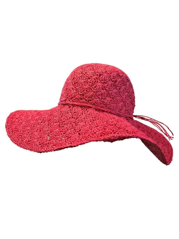 Headbands for party wear-Fuchsia Toyo Wide Brim Floppy Hat