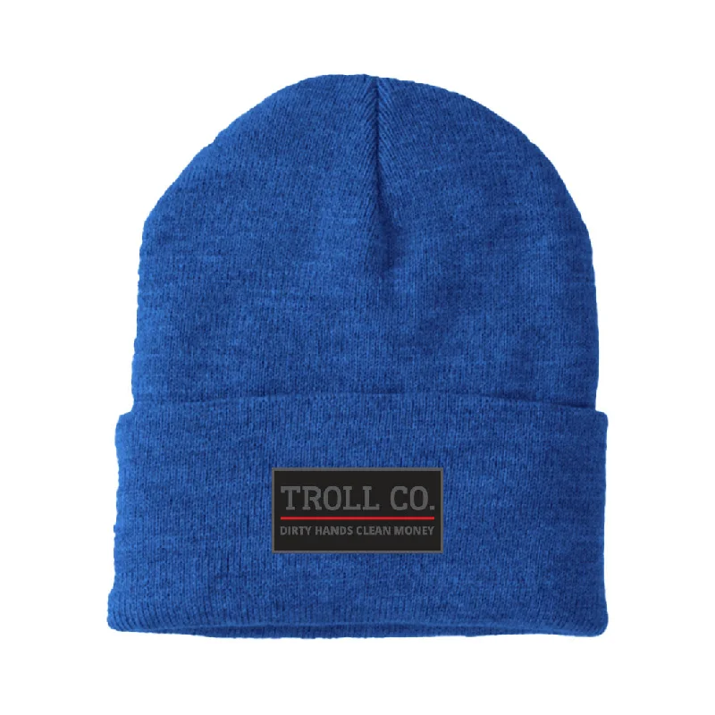 Headbands for outdoor activities-Troll Co. Premium "Dirty Hands, Clean Money" Patch Knit Beanie