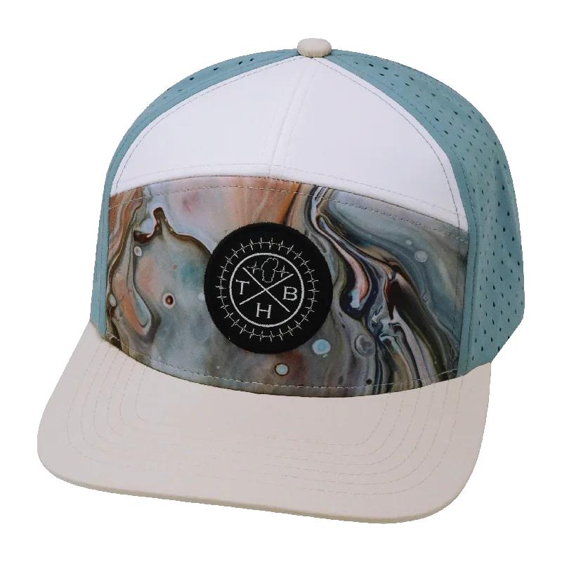 Beanies with thermal insulation-Color Vibes Hat | Flat Bill | Marble Earth - Cream - White - Light Blue