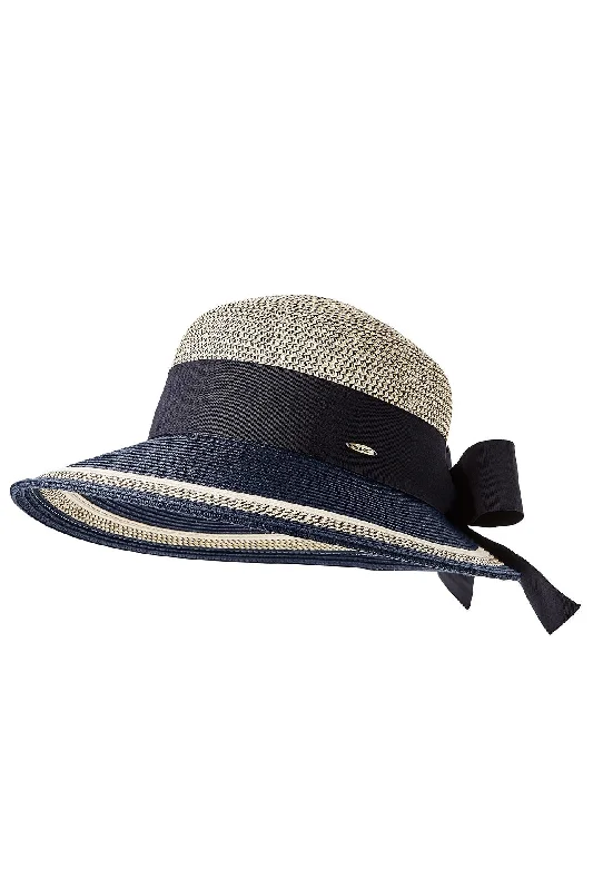 outdoor sun hat with chin strap-Clara Sun Hat | Navy/White Colorblock