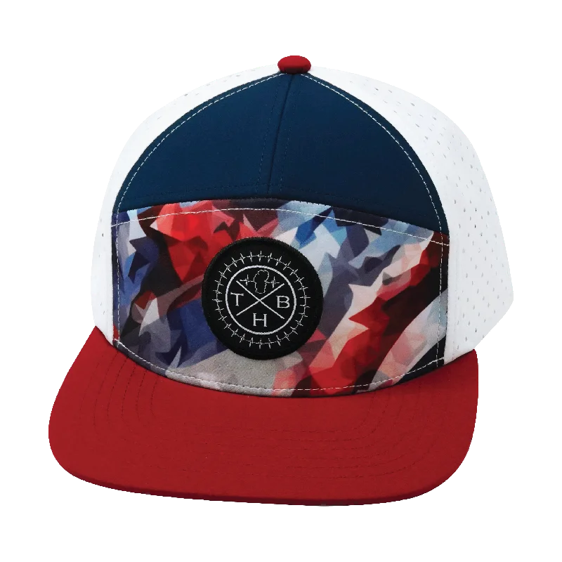 Stylish headbands-**YOUTH** Color Vibes Hat | Flat Bill | Geo Flag - Dark Red - Navy - White