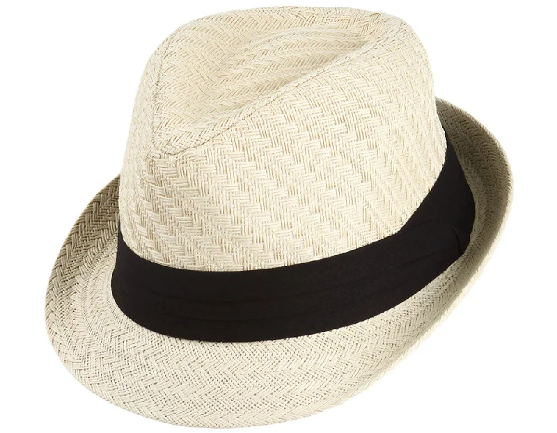 Beanies with fleece lining-Pebble Beach Straw Fedora