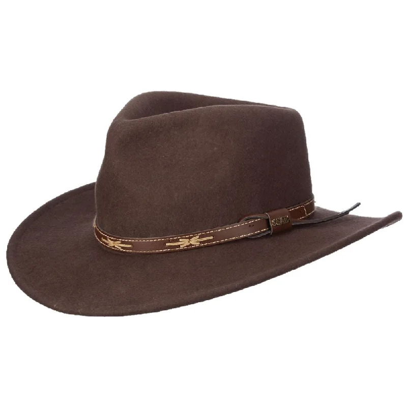 wool bucket hats for men-  Scala - Crushable Wool Outback Hat