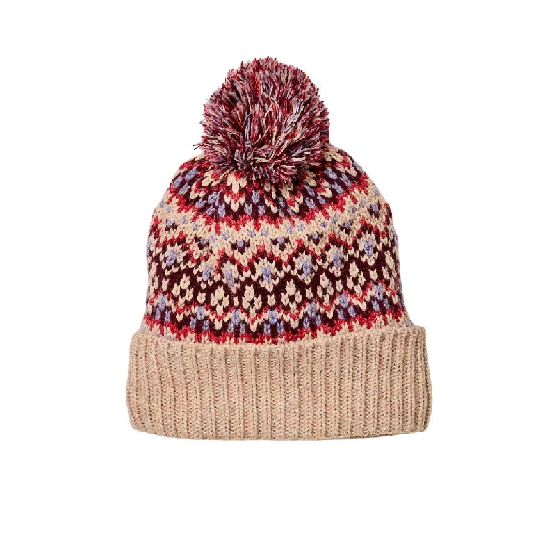 Beanies for winter sports gear-First Frost Fairisle Pom Beanie in Ivory