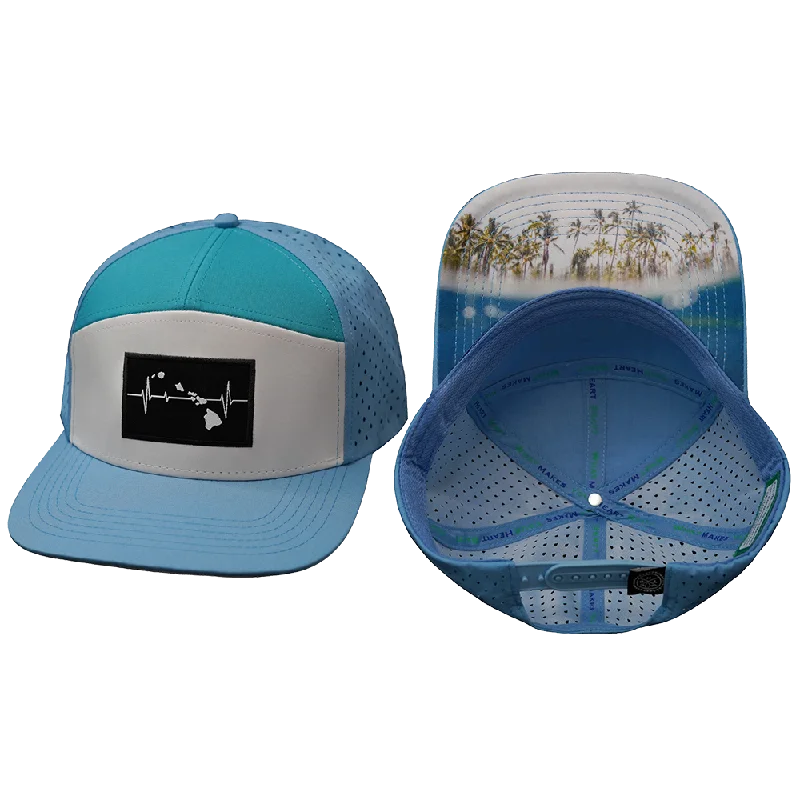 Headbands for basketball-Hawaii Hat | Flat Bill | Light Blue - White - Turquoise