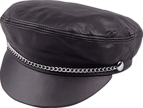 Headbands for warmer days-Henschel Leather Brando Cap with Chain Band