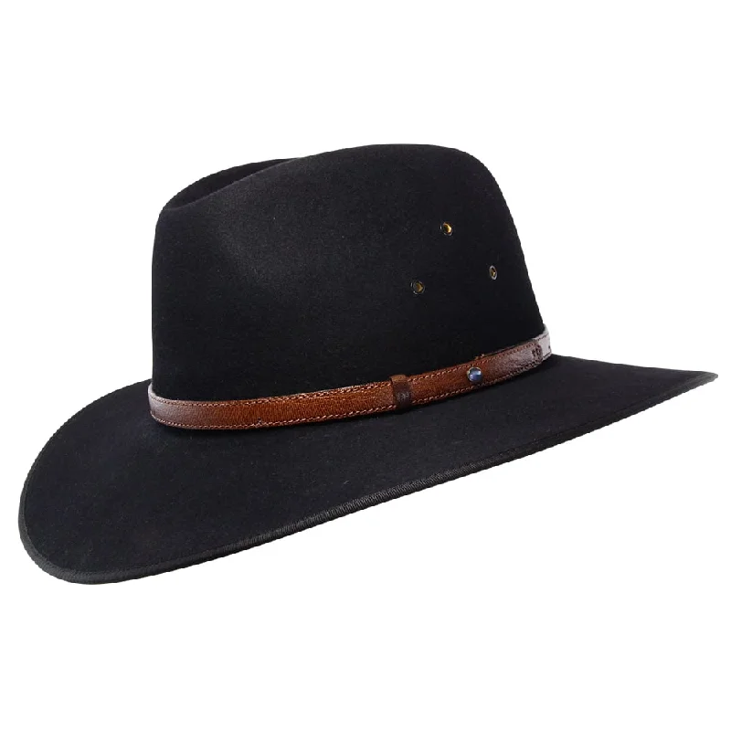 Fashionable beanies-Akubra Coober Pedy Hat - Black