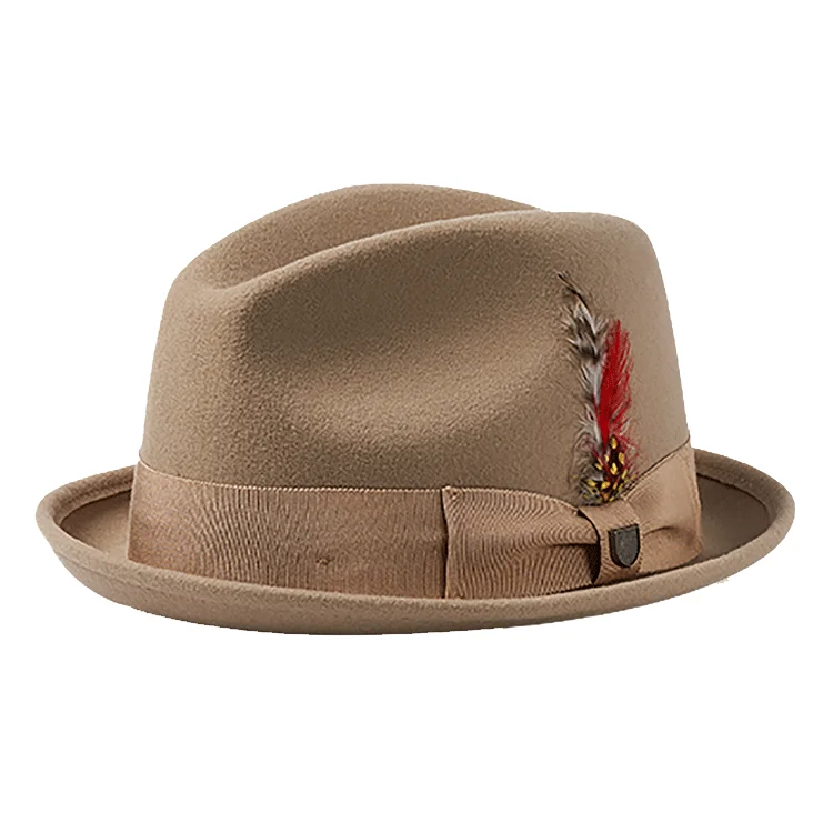 Beanies for city winter looks-Brixton Gain Fedora - Sand/Mojave