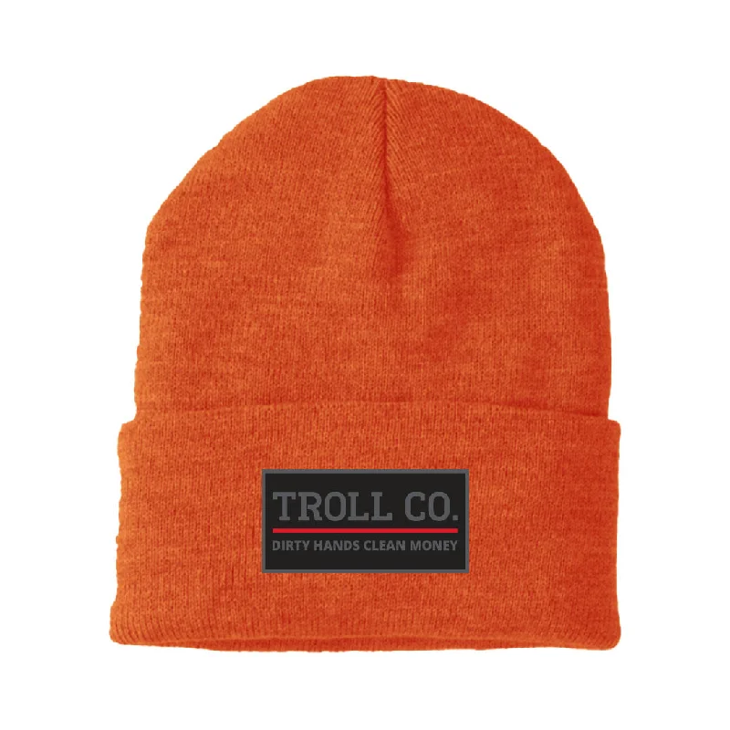 Headbands for toddlers-Troll Co. Premium "Dirty Hands, Clean Money" Patch Knit Beanie