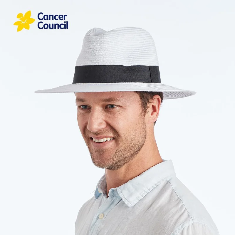 Beanies for cold winter days-Cancer Council Unisex Cafe Fedora - White