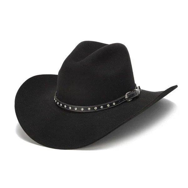 wool hats for both men and women-  Stampede Hats - 100X Wool Felt Black Cowboy Hat with Rhinestone Leather Trim