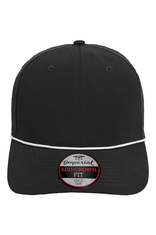 mens hats designed for ultimate comfort-Imperial Mens The Wingman Moisture Wicking Snapback Hat - Black