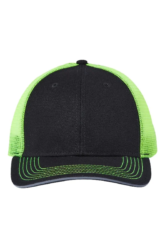 mens hats perfect for sun protection-Dri Duck Mens Hudson Brights Moisture Wicking Snapback Hat - Black/Neon Yellow