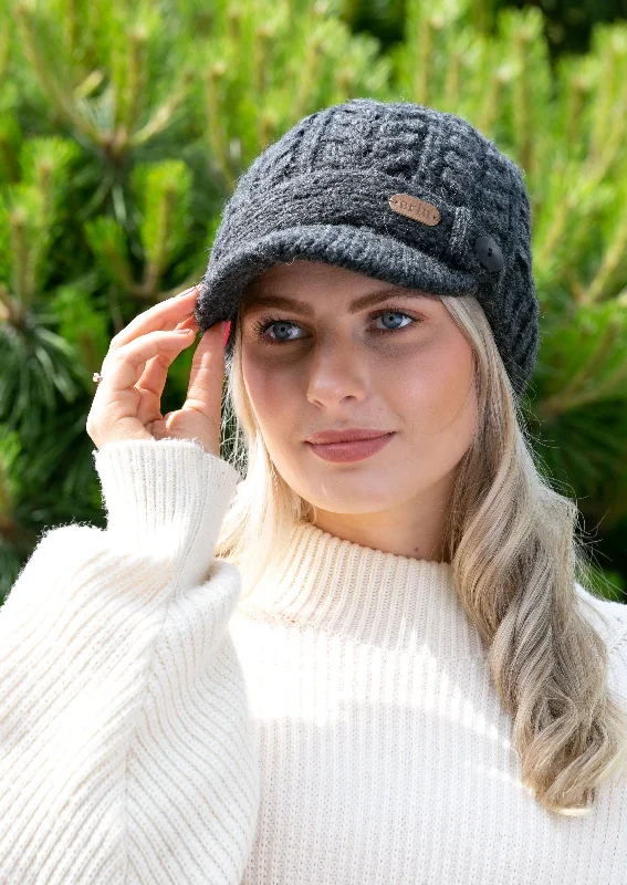 Beanies with fashion-forward looks-Aran Cable Peak Hat | Charcoal