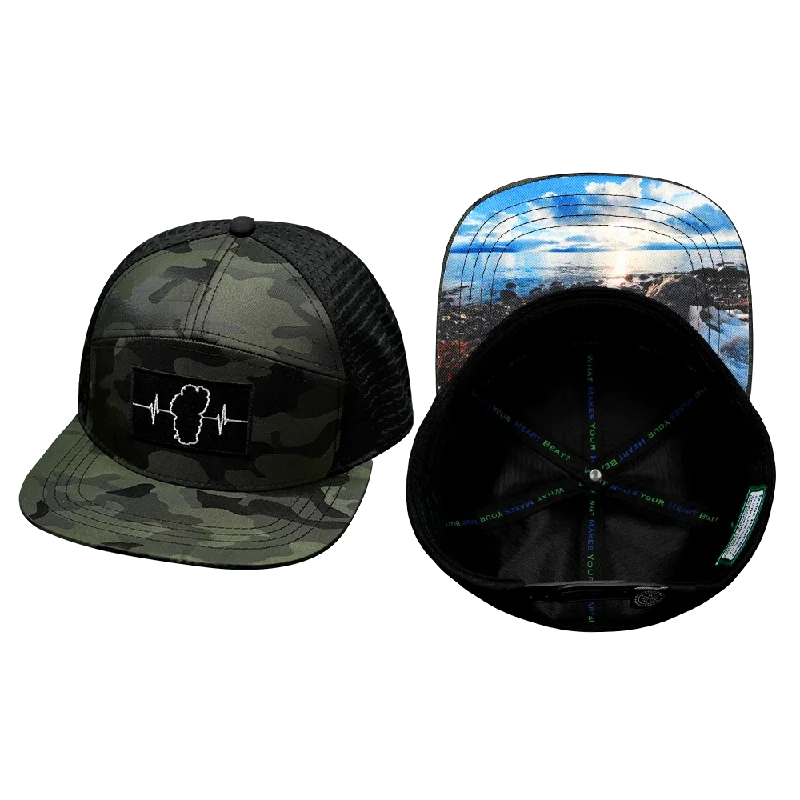 Headbands for retro style looks-Tahoe Hat | Flat Bill | Green Camo - Black