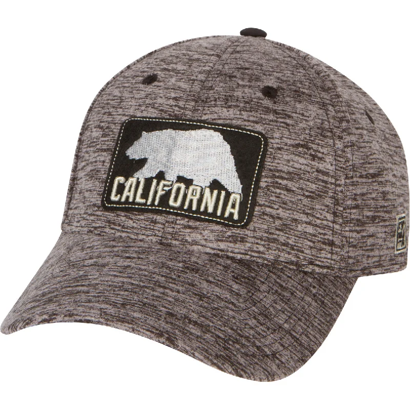 Beanies with stylish textures-California Bear Appliqué Stretch Fit Hat - Black Heather