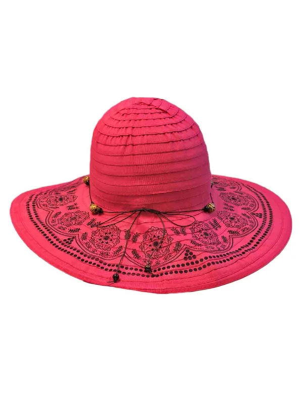 Headbands with vibrant colors-Hot Pink Floppy Hat With Elegant Trim