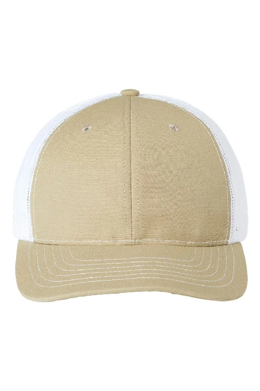 mens hats with ear flaps-Classic Caps Mens USA Made Snapback Trucker Hat - Khaki Brown/White