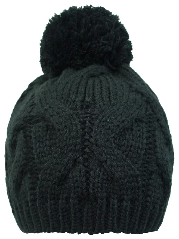 Beanies for kids-Cable Knit Beanie Cap With Pom Pom