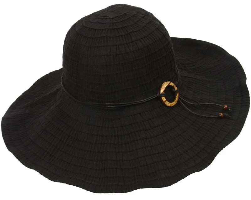 beach sun hat for women-Long Beach Ribbon Braid Crushable Sun Hat