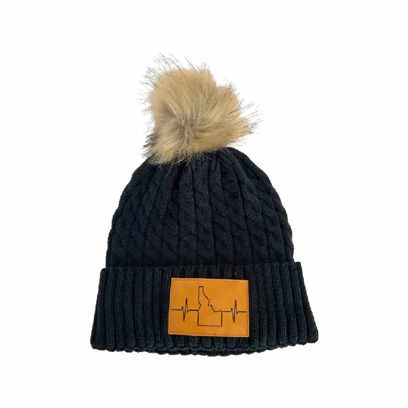 Beanies for outdoor winter fun-Idaho Beanie | Pom | Black