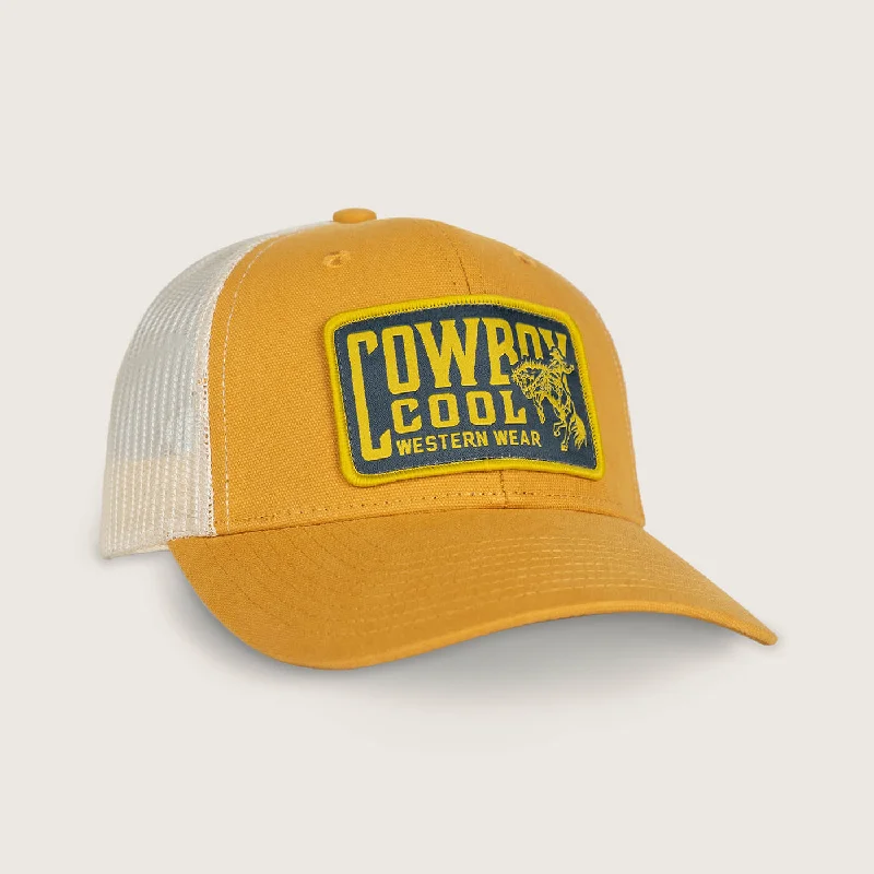 Beanies for trendy winter sports-Cowboy Cool Roughrider Patch Snap Back - Mustard/Cream