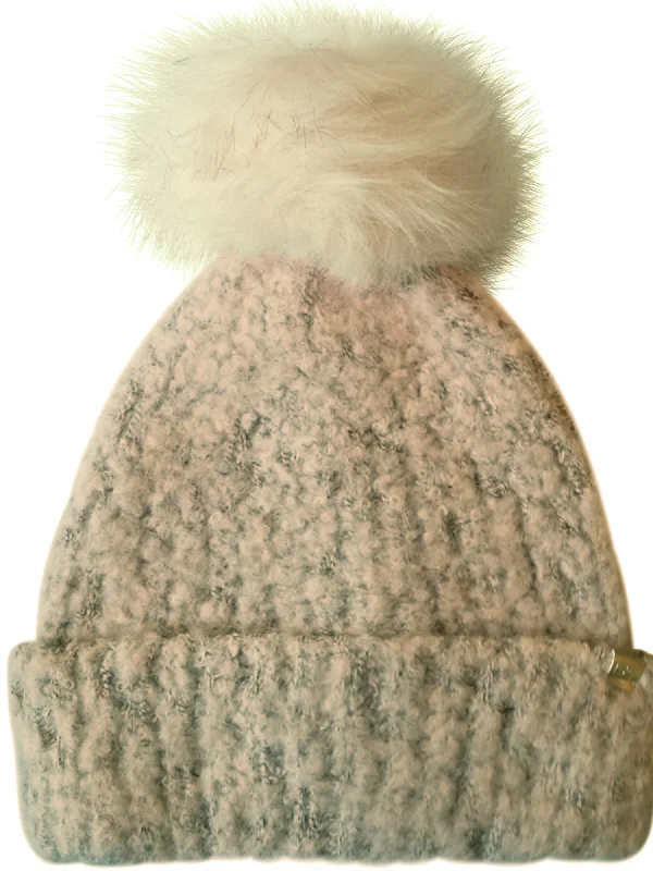 Headbands for sports fashion-Ultra Plush Knit Slouchy Beanie Hat With Faux Fur Pom Pom