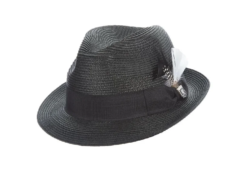 Beanies for holiday shopping-Stacy Adams Belmont Poly Braid Pinch Front Fedora