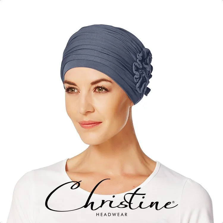 Beanies for festivals-Christine Lotus Turban - Steel Blue