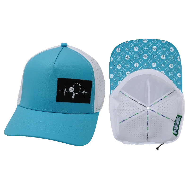 Headbands with flower design-Pickleball Hat | Trucker Hat | Neon Blue Green - White