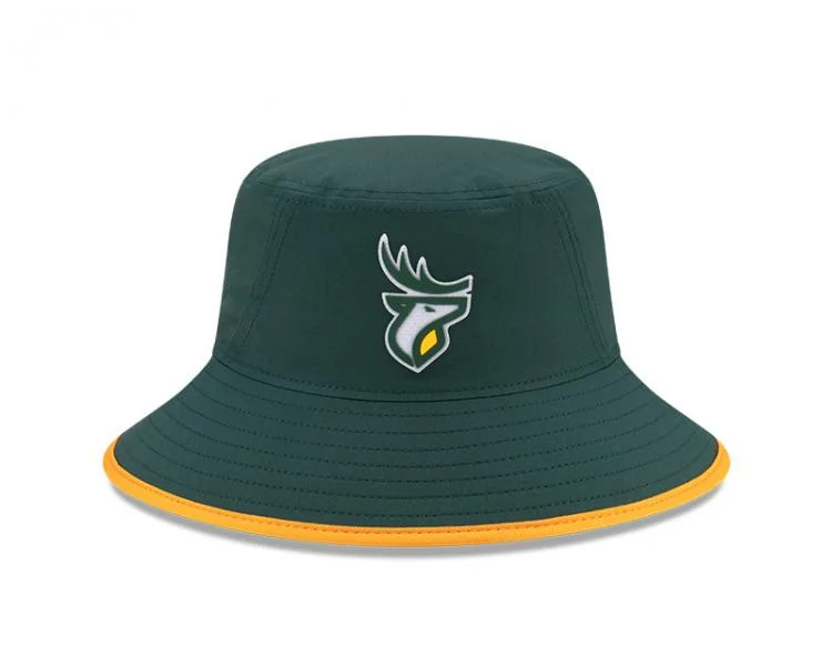 Bucket hats for warm outdoor days-Edmonton Elks New Era Two Colour Bucket Hat Green