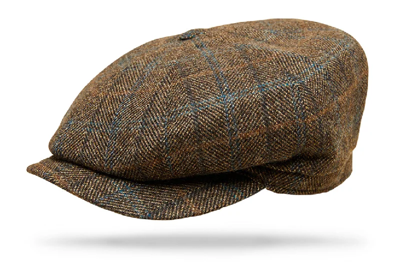 comfortable wool hats-  Wool Gatsby - Brown herringbone windowpane