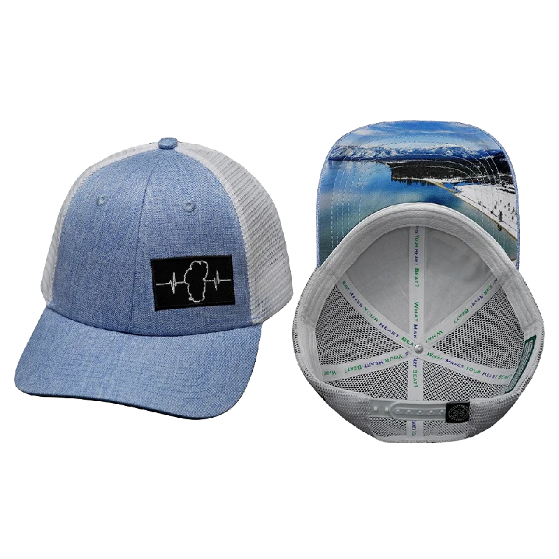 Beanies with ergonomic fit-Tahoe  Hat | Low Profile | Light Blue - White